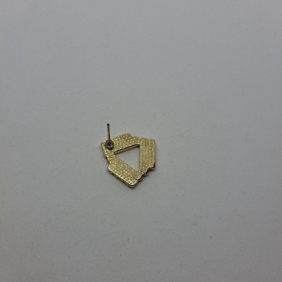 Earrings Triangle Bling Sparkle Gold Tone - Picture 9 of 10